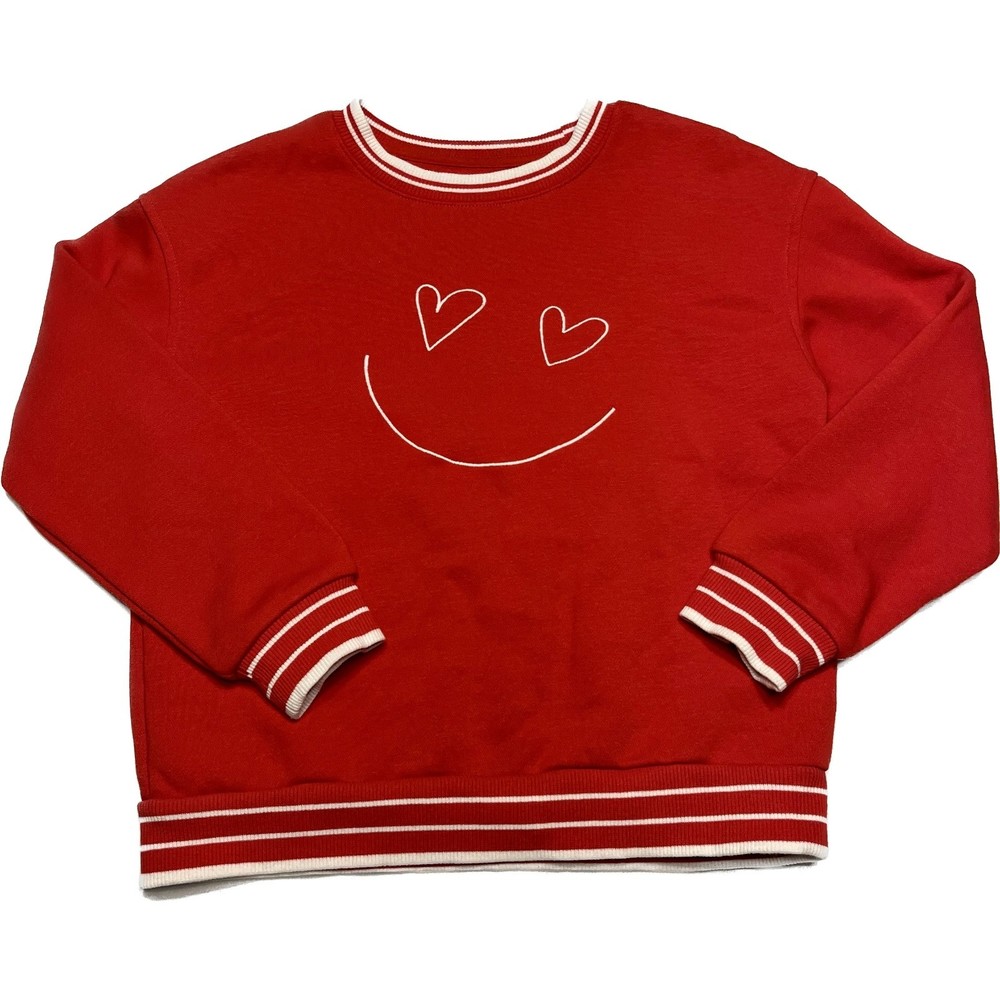 Cat & Jack Red Smile Sweatshirt Girl Size 6/7 Valentine's Like New